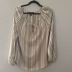 Chic Striped Blouse in Cream and Black